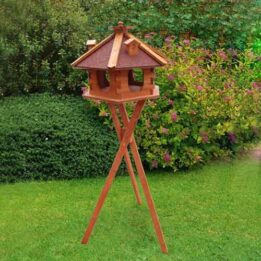 Wood bird feeder wood bird house small hexagonal solar and light 06-0976 www.gmtpet.shop