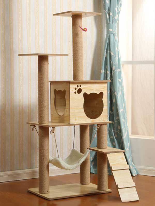 Novo produto por atacado de madeira maciça para gatos, árvore de estimação, estrutura de escalada para gatos 06-1154 www.gmtpet.shop