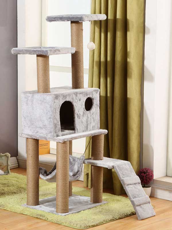 Rede de árvore para gatos com plataforma dupla, corda de cânhamo, estrutura de escalada para gatos 06-1176 www.gmtpet.shop