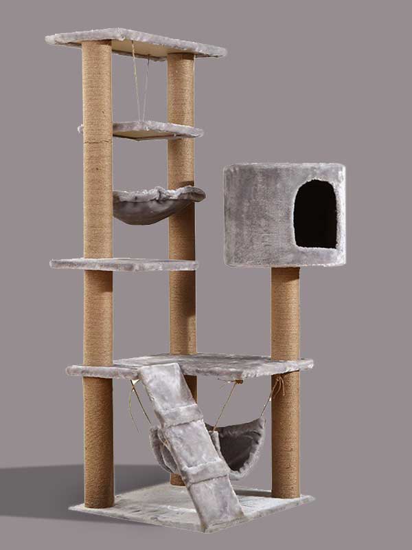 A estrutura de escalada para gatos em árvore de flanela multicamadas OEM de fábrica tem sala para gatos grandes 06-1172 www.gmtpet.shop