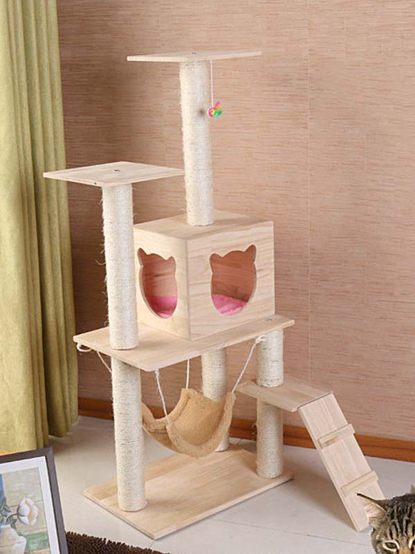 Árvore de madeira para gatos OEM – sala para gatos com estrutura de escalada para gatos 06-1160 www.gmtpet.shop