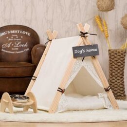 Pet Tent: White Front Lace Dog House Lace Teepee 06-0950 www.gmtpet.shop