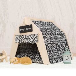 Waterproof Dog Tent: OEM 100% Cotton Canvas Pet Teepee Tent Colorful Wave Collapsible 06-0963 www.gmtpet.shop