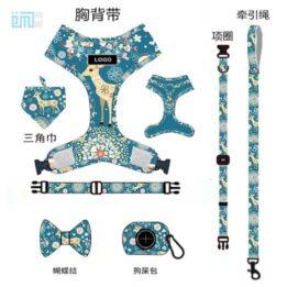 Pet harness factory new dog leash vest-style printed dog harness set small and medium-sized dog leash 109-0003 www.gmtpet.shop