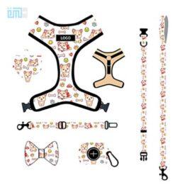 Pet harness factory new dog leash vest-style printed dog harness set small and medium-sized dog leash 109-0023 www.gmtpet.shop