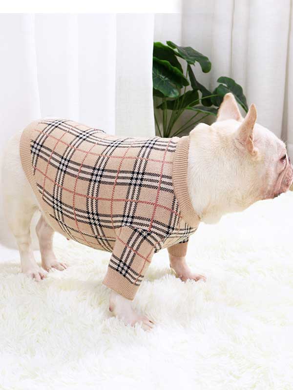 GMTPET Pug dog fat dog core yarn wool autumn and winter new warm winter plaid fighting Bulldog sweater clothes 107-222020 www.gmtpet.shop