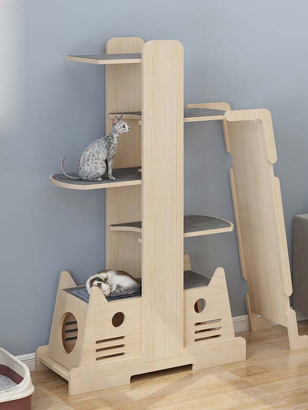 Casa de escalada para gatos por atacado | madeira de pinho tábua gato árvore gato torre 105-207 www.gmtpet.shop