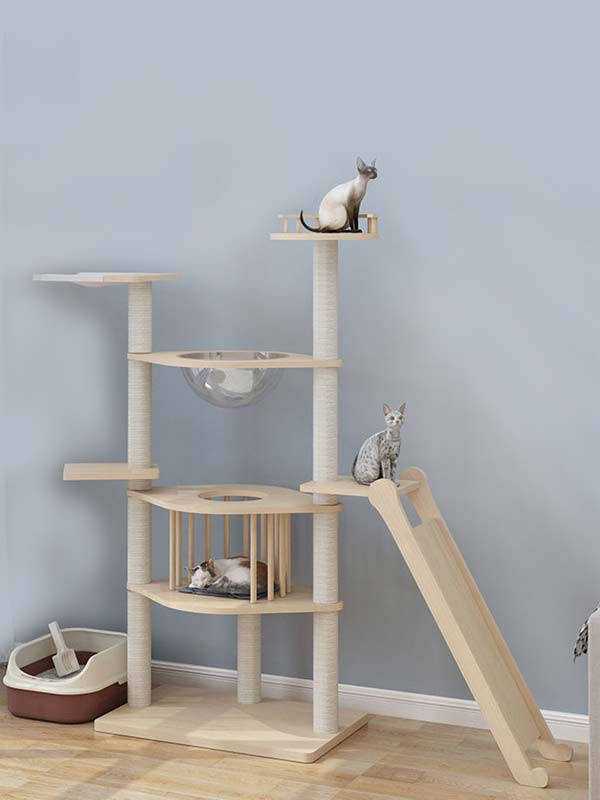 Wholesale pine solid wood multilayer board cat tree cat tower cat climbing frame 105-212 www.gmtpet.shop