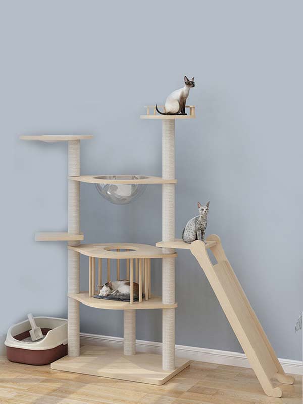 Árvore para gatos no atacado | Torre de gato de madeira OEM | estrutura de escalada para gatos 105-215 www.gmtpet.shop