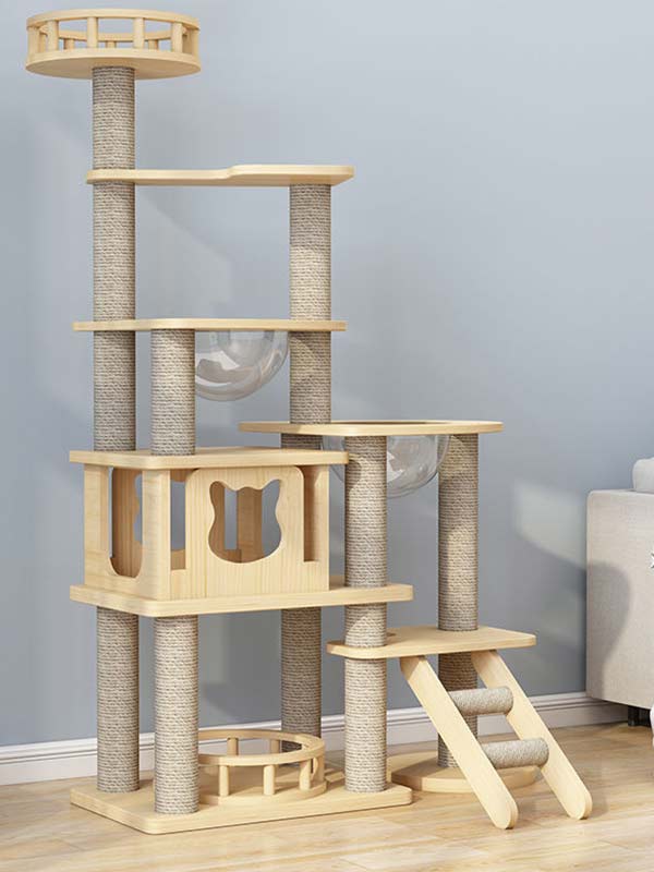 atacado-pinho-madeira maciça-placa multicamadas-cat-tree-cat-tower-cat-escalada-frame-105-217 www.gmtpet.shop