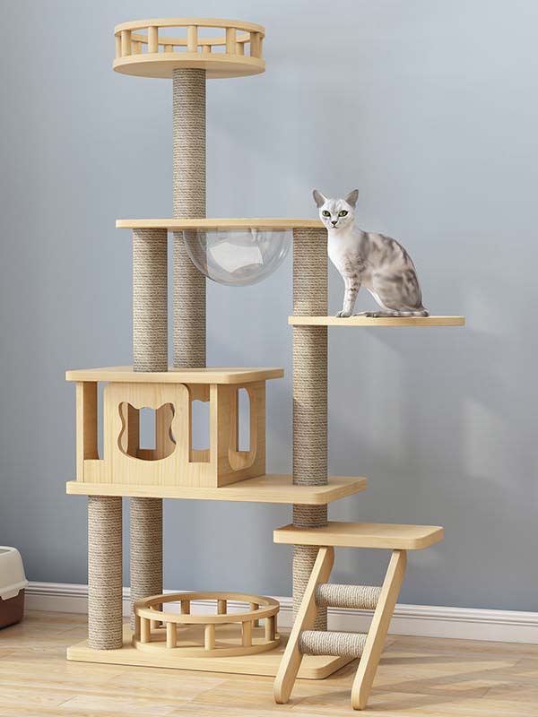 atacado-pinho-madeira maciça-placa multicamadas-cat-tree-cat-tower-cat-escalada-frame-105-218 www.gmtpet.shop