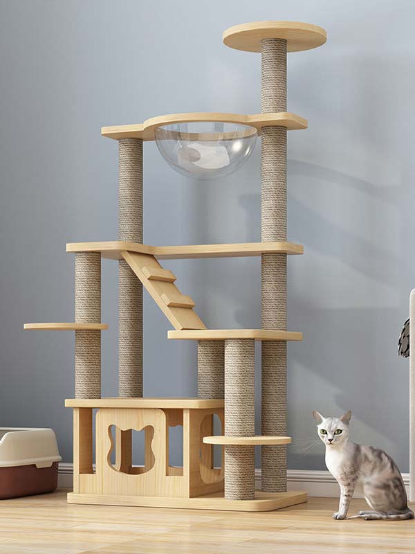atacado-pinho-madeira maciça-placa multicamadas-gato-árvore-torre-gato-quadro de escalada para gatos-105-219 www.gmtpet.shop